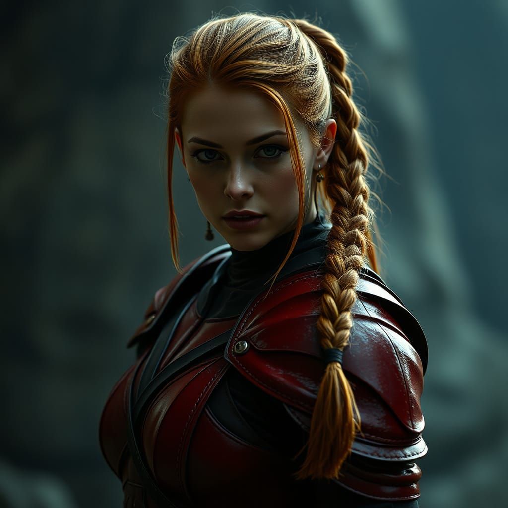 Mord-Sith Woman in Red Leather Armor