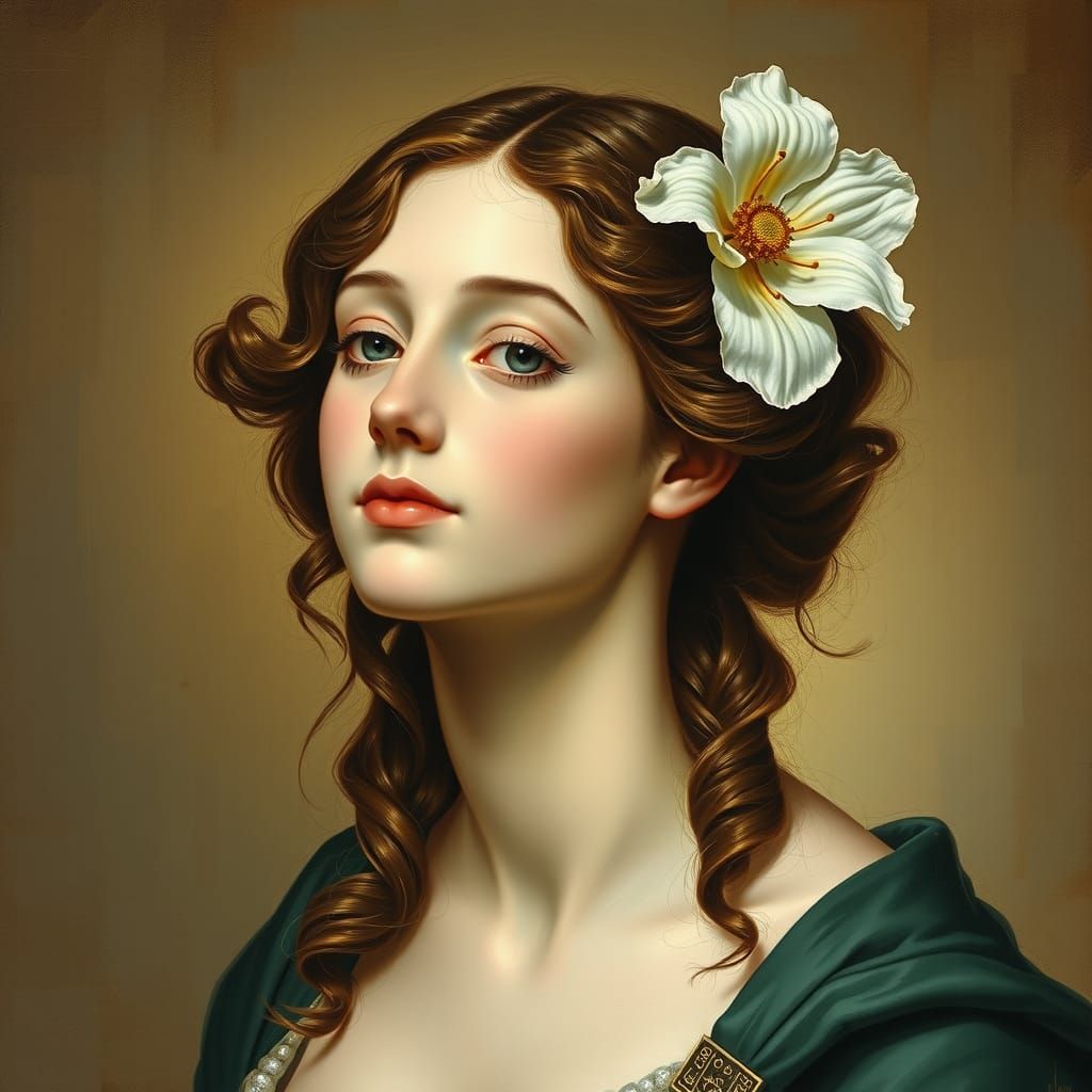 Woman with Flower: A Renaissance-Inspired Portrait
