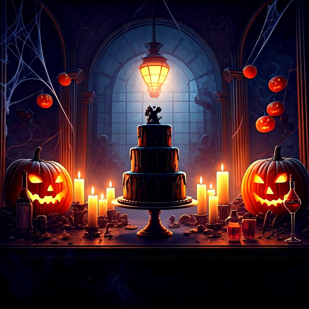 Atmospheric Spooky Birthday Party in Dark Fantasy Style