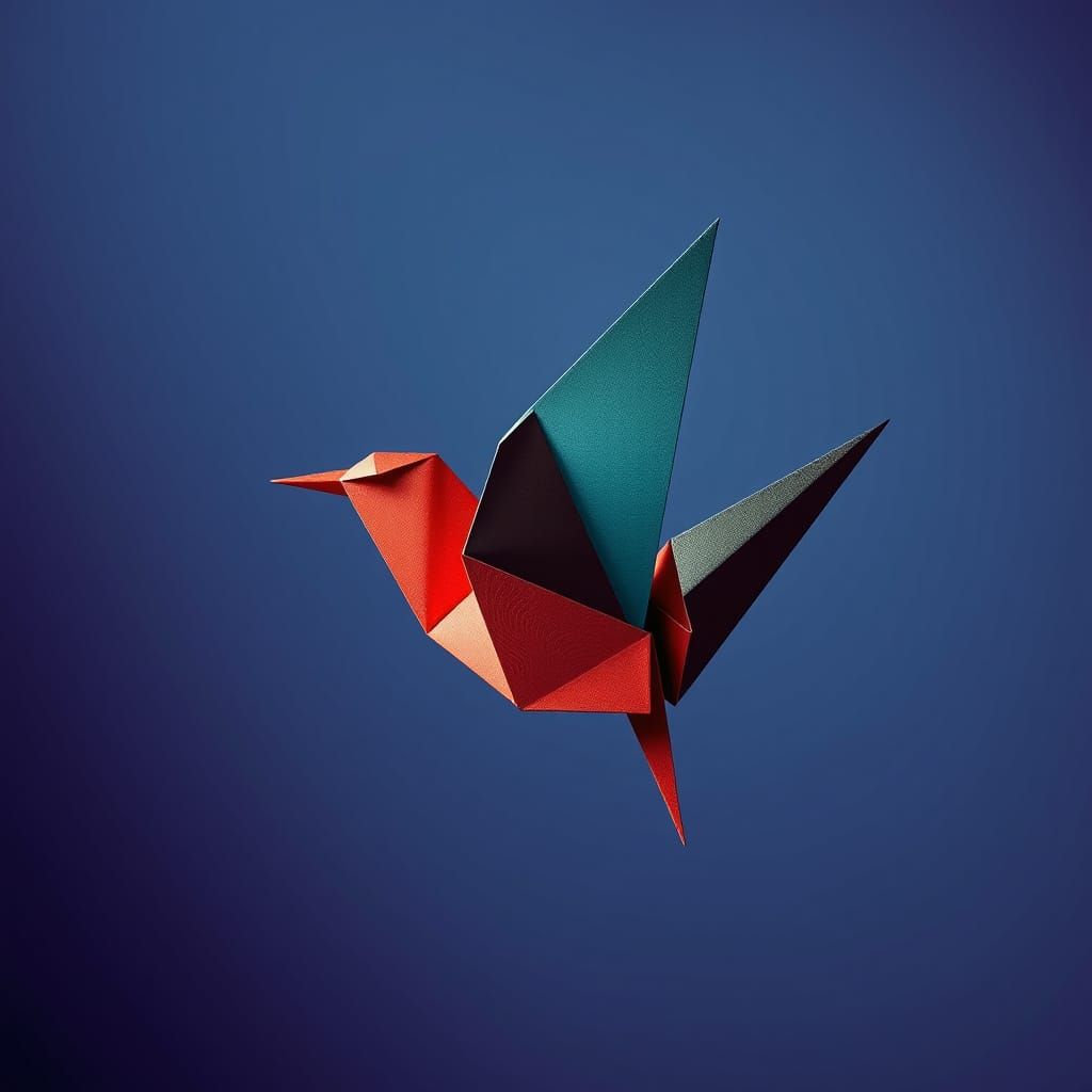 Origami Bird Escapes Geometric Bauhaus Design