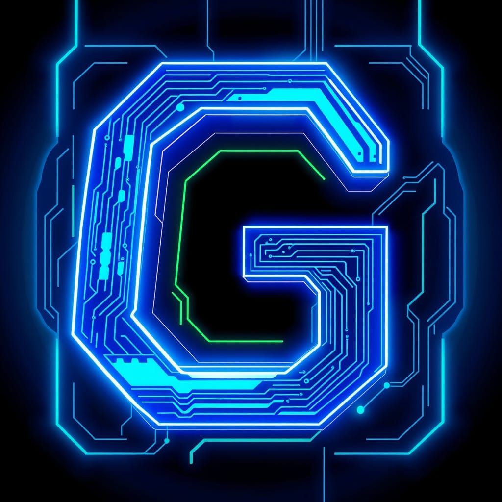 Electric Blue Futuristic Letter G