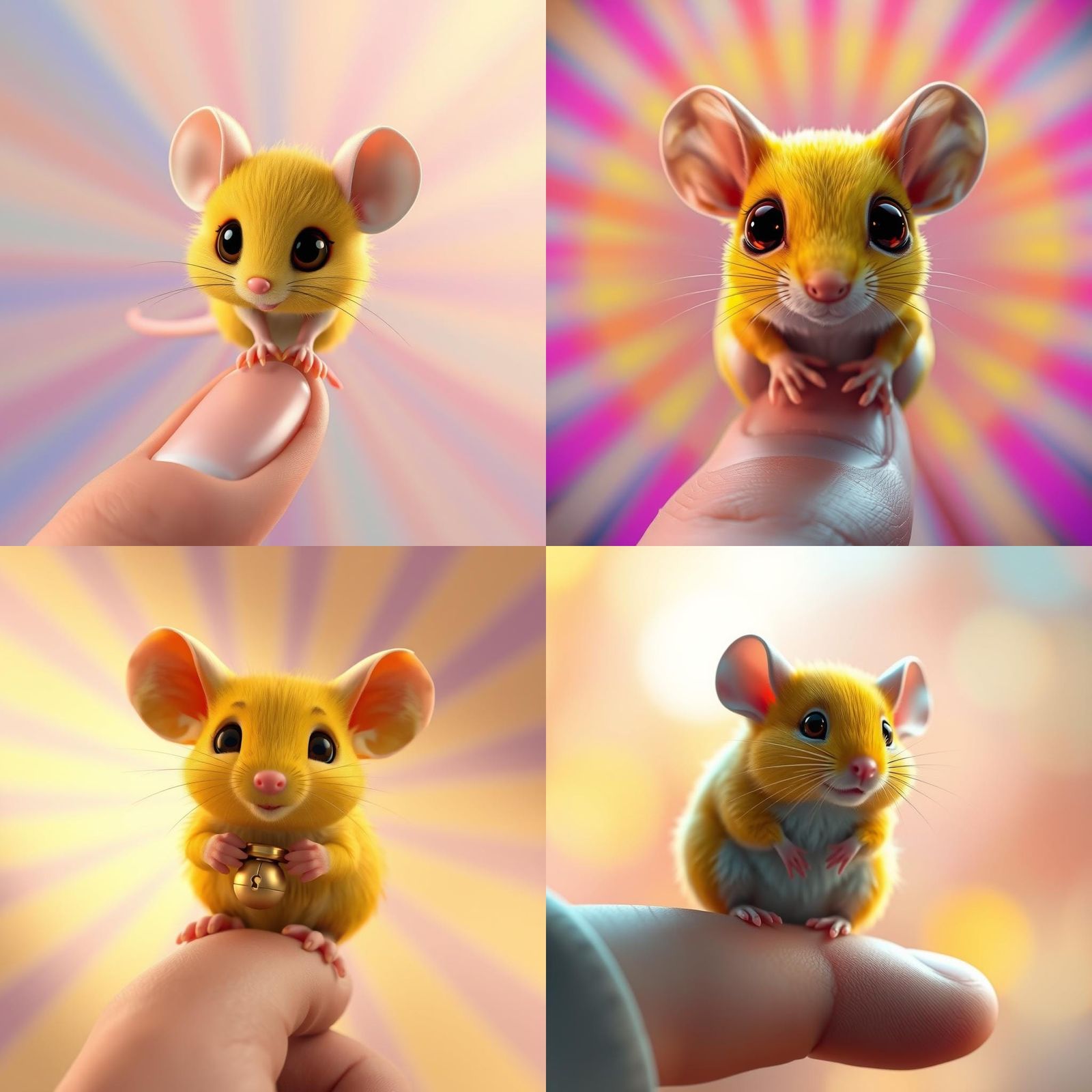 Cute Mouse on Finger: 3D Digital Art