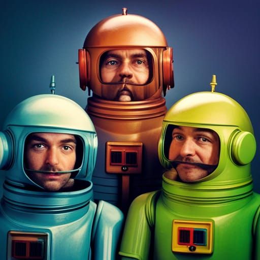 1970s Space Chatbot Robots on Polaroid Film