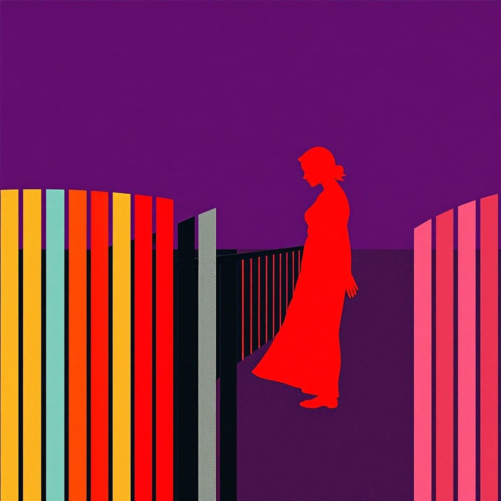 Abstract Constructivist Woman in Vibrant Gradients
