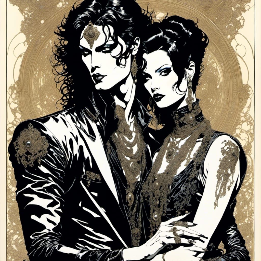 Elegant Gothic Bishonen in Pen and Ink Style