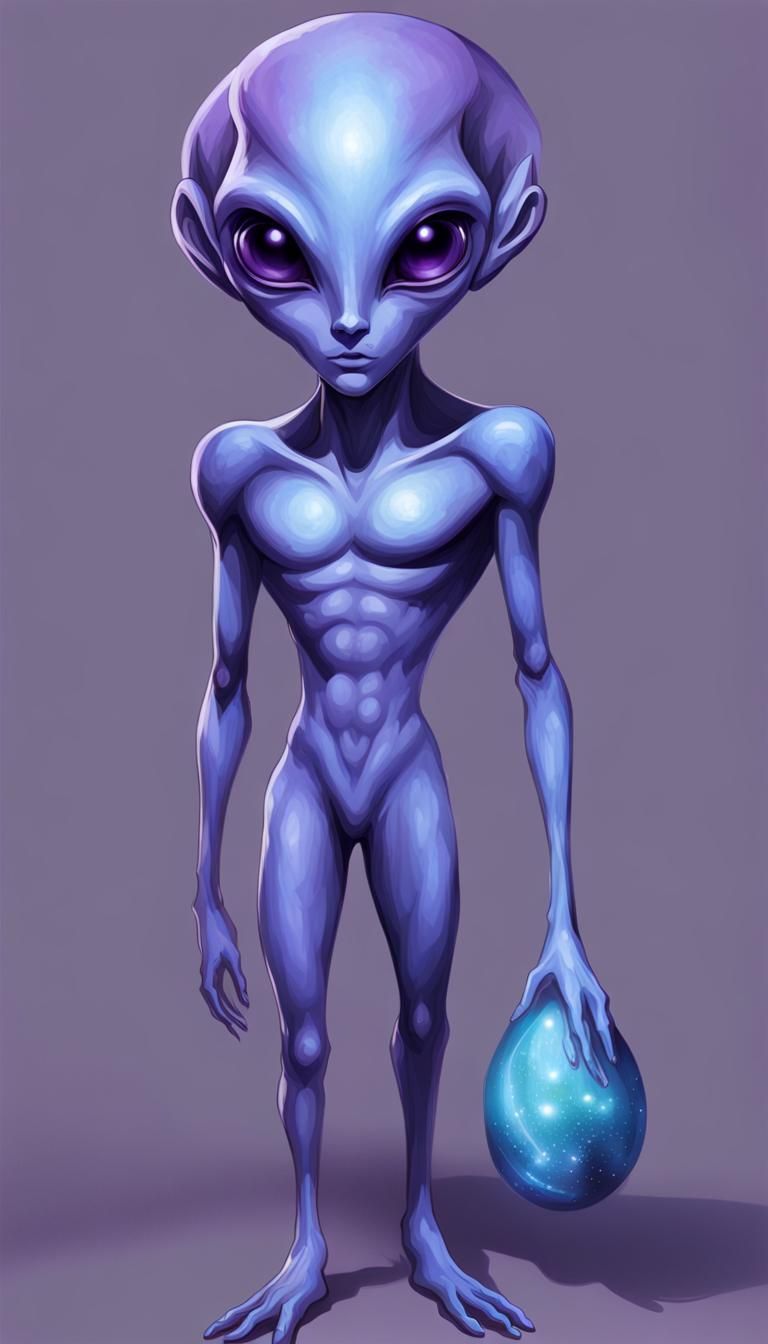 Arcturian Alien with Blue Skin and Violet Eyes