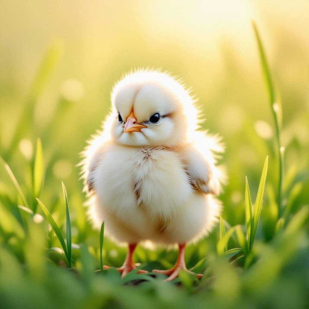 Chick in Morning Light: Watercolour Art