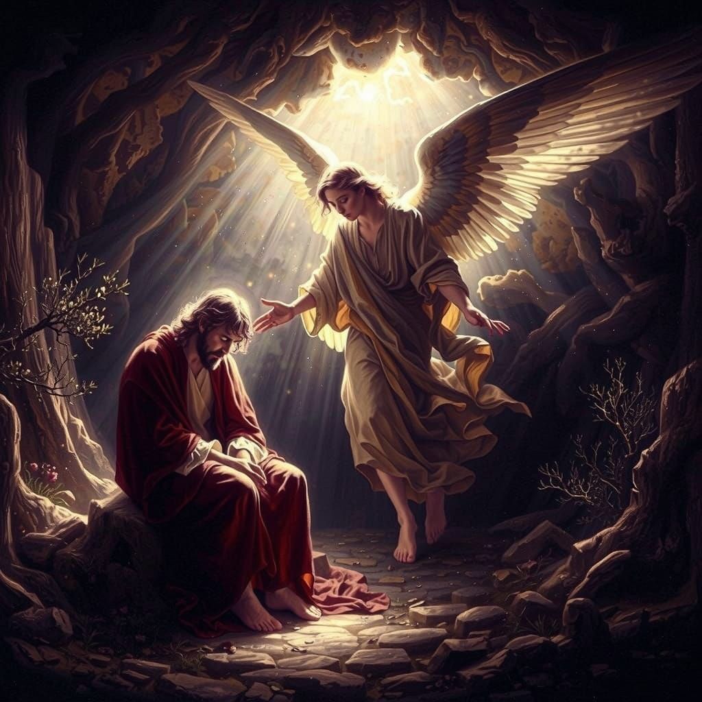 A Celestial Angel Comforts Jesus in Gethsemane