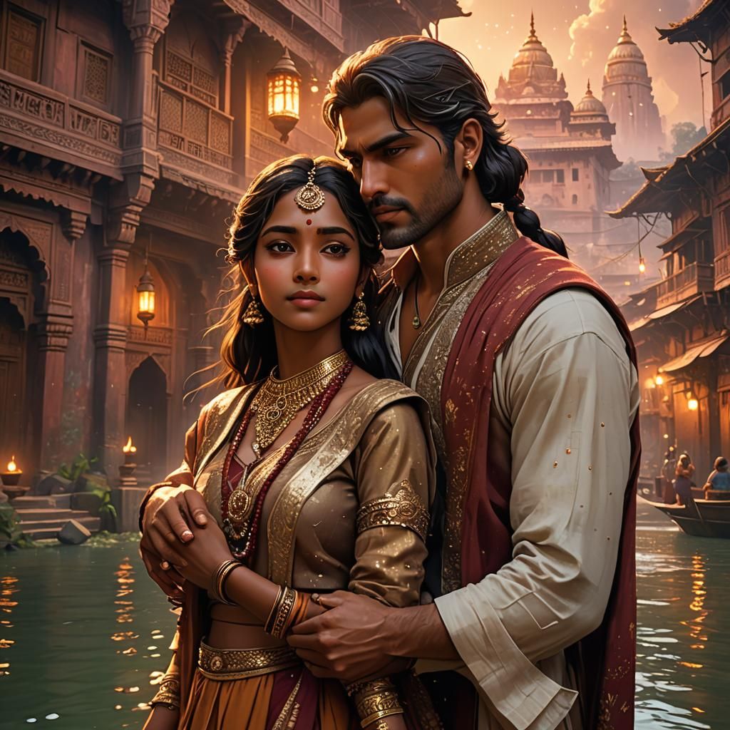 Anime Man Carries Girl from River in 3D