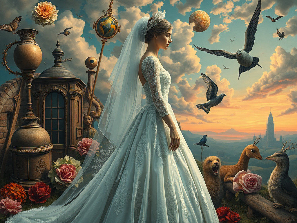 Dreamlike Bride in Surrealist Pop Art Style