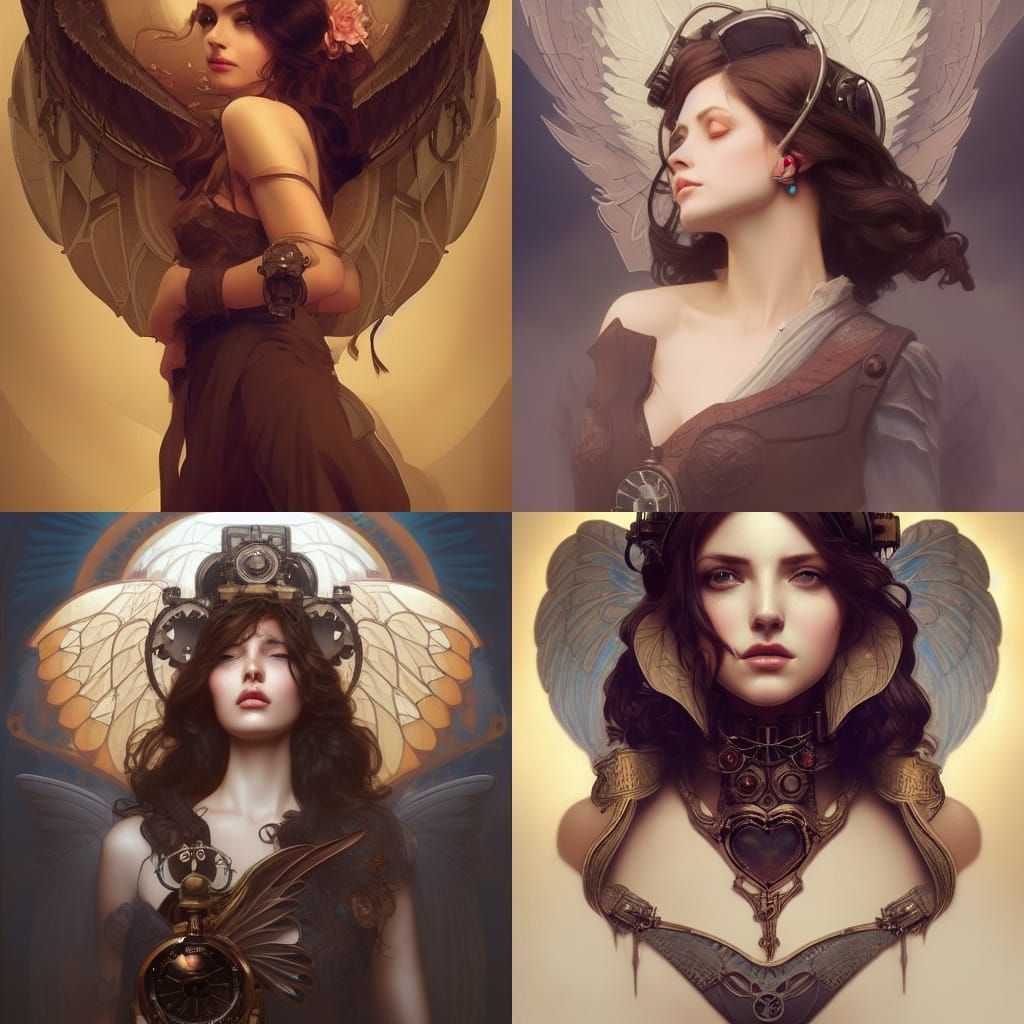 Steampunk Angel Portrait in Hyperdetailed Digital Art