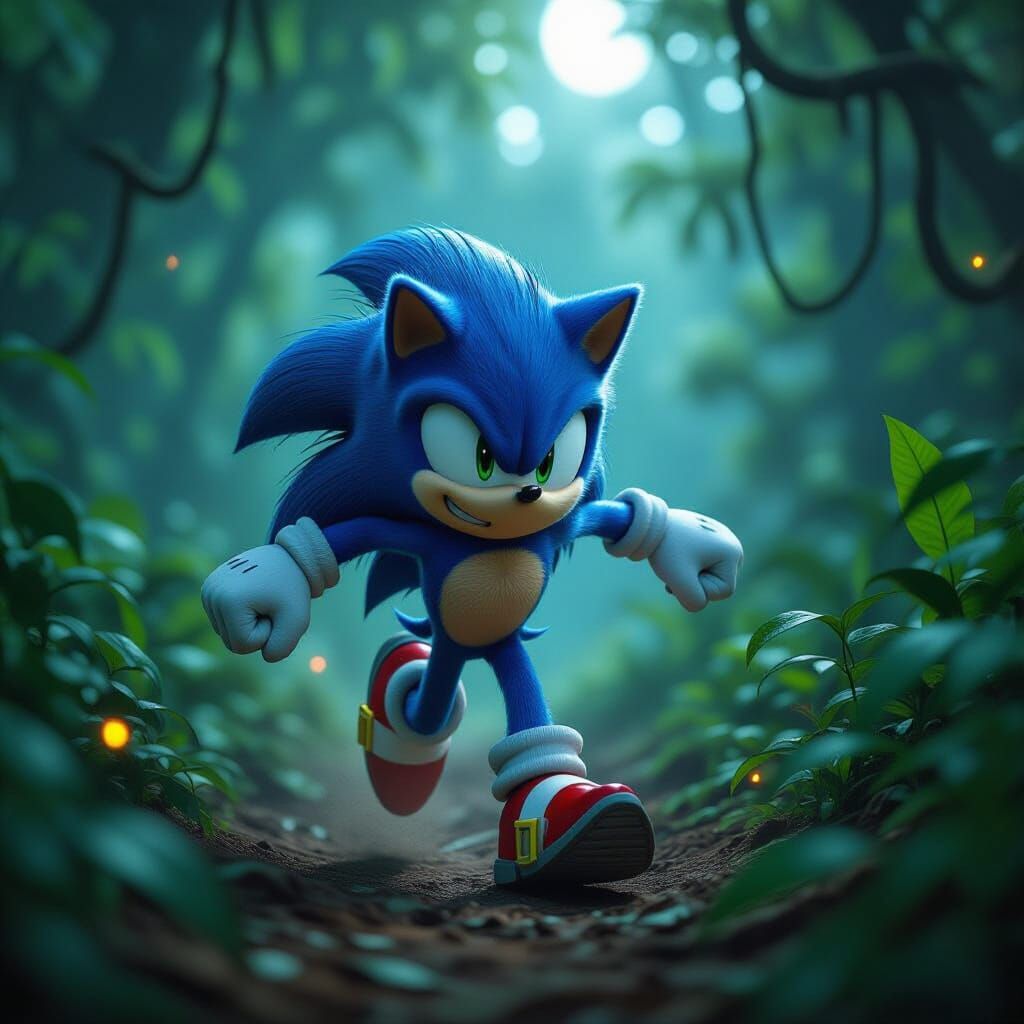 Sonic Races Through Jungle in Cinematic Style