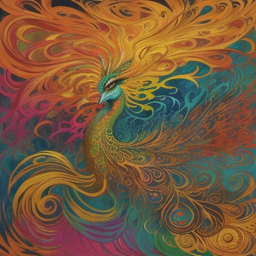 Dragon Peacock Woman in Abstract Expressionism Style