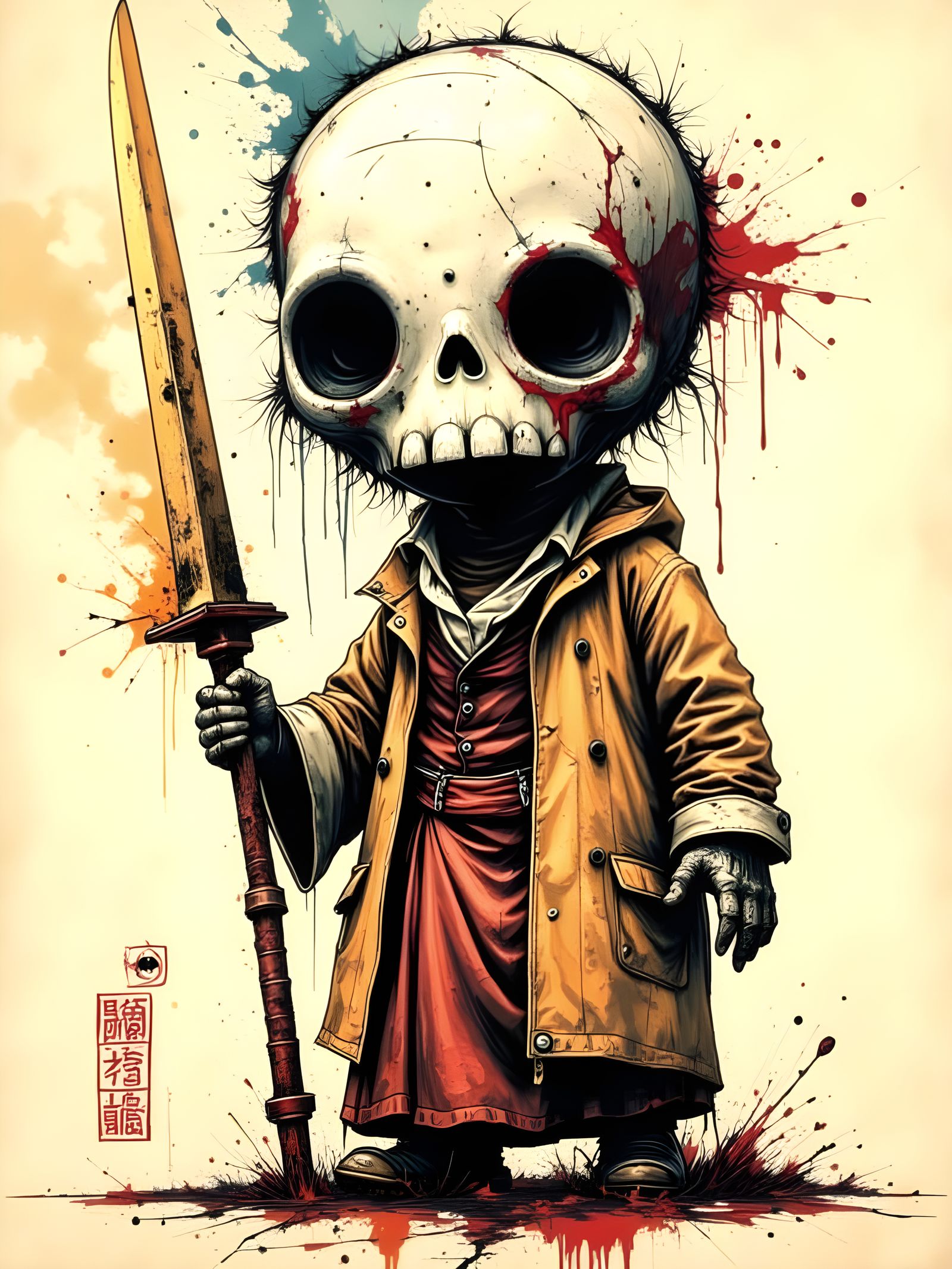 Menacing Whiplash Warrior in Street Horror Style