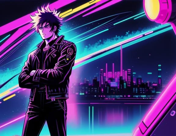 Neon Retro Anime Icon