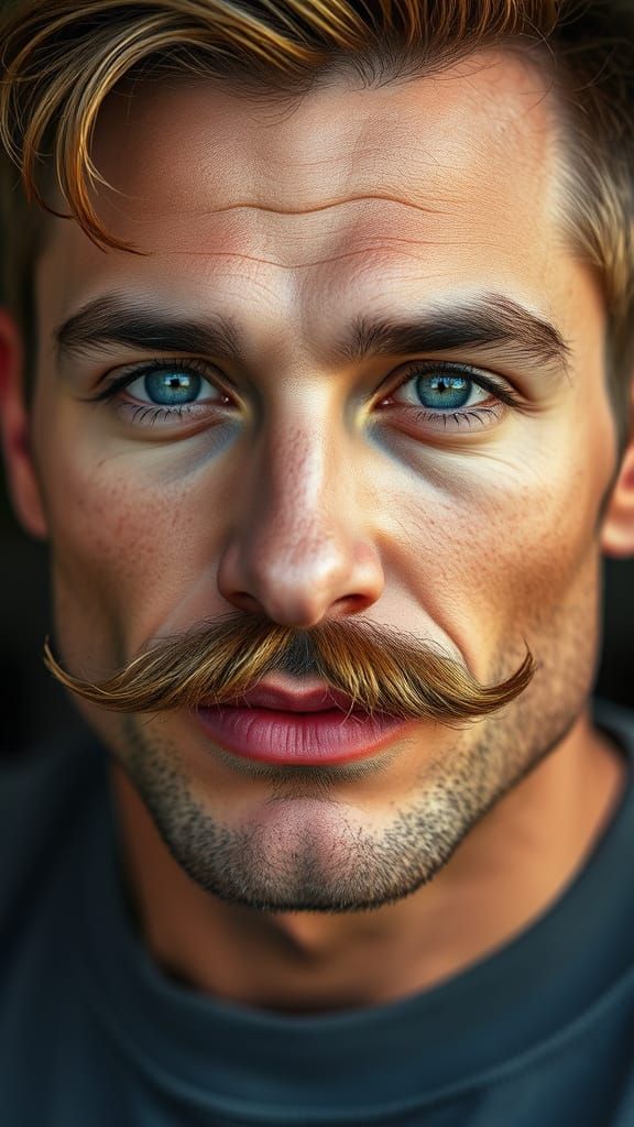 Portrait of a Blond Man with Fu Manchu Moustache