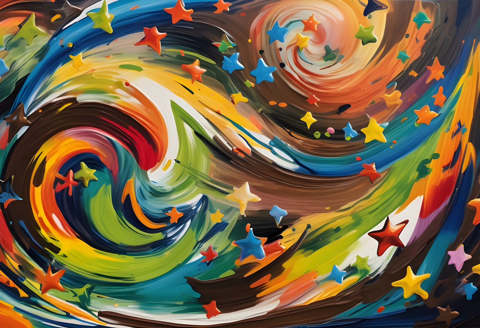 Vast Helical Vortex Maelstroms with Multicolored Stars