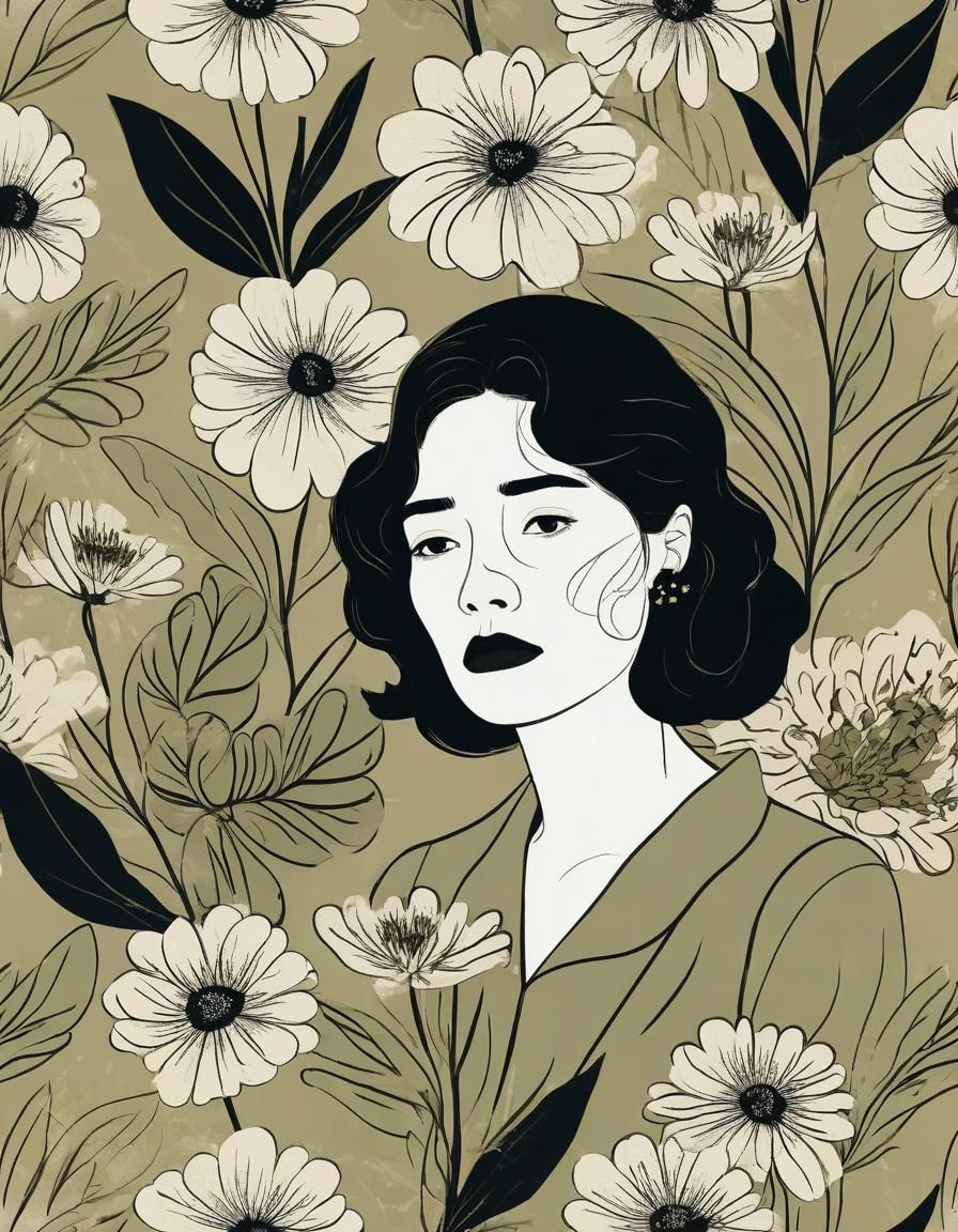 Ethereal Crying Woman Portrait in Film Noir Style