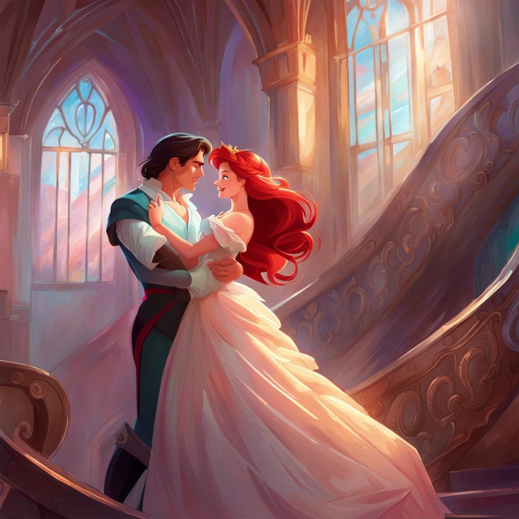 Princess Ariel and Prince Eric dancing