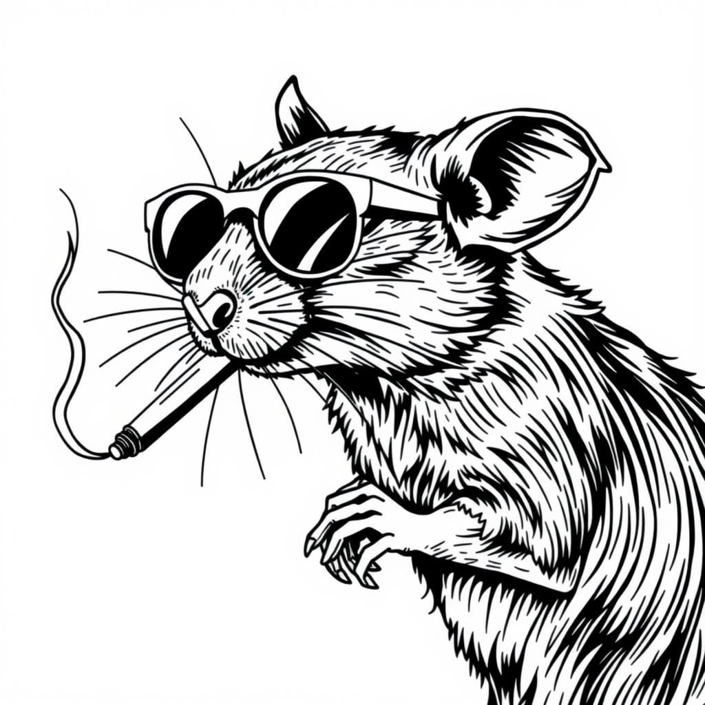  Rat wearing Sunglasse holding cigar 