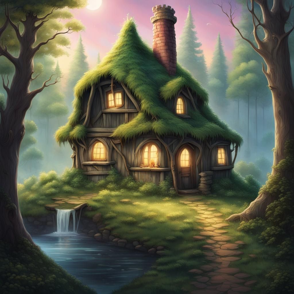 Princess Aurora Finds Cottage in Enchanted Forest