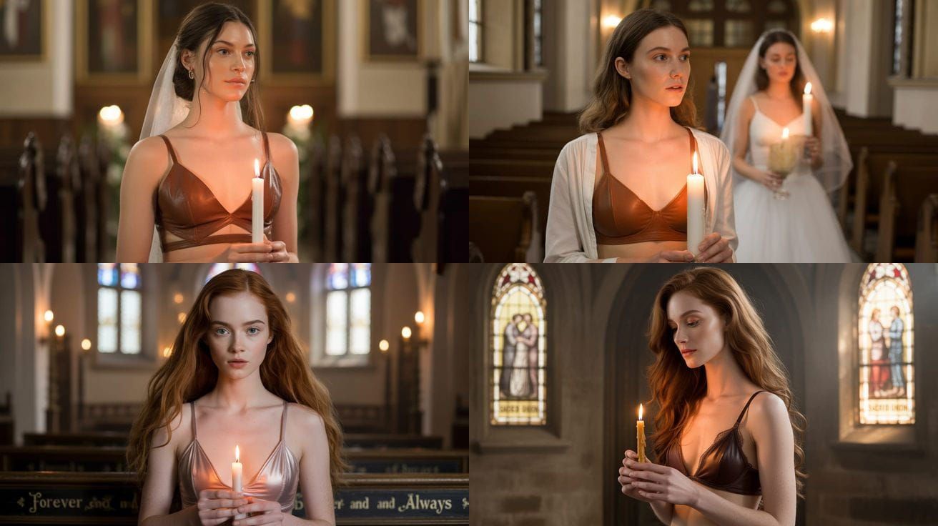 Ethereal Bride with Candle in Church