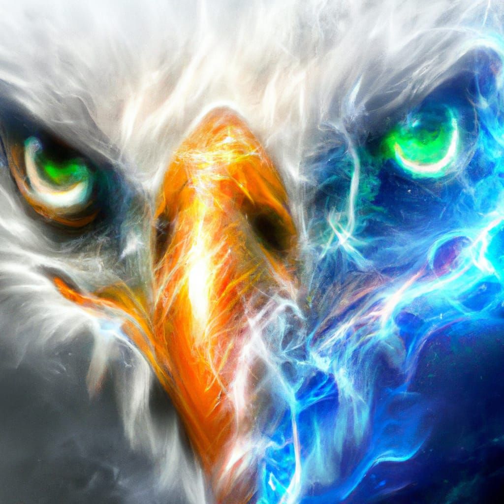 Futuristic Eagle with Diamond Eyes in Hyper-Realism