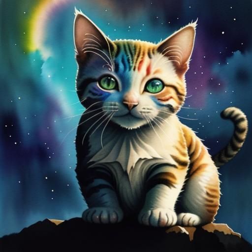 Rainbow Nyan Cat Watercolor Concept Art
