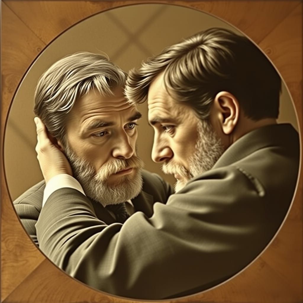 A Man's Mindful Self-Portrait in Edwardian Style