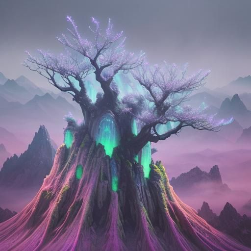 Glowing Extraterrestrial Entities on Misty Peak