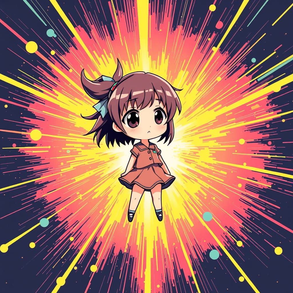 Chibi Girl in Supernova, Anime Manga Illustration