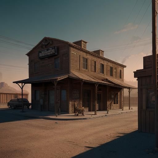 Old West Saloon at Sunset: Photorealistic Matte Painting