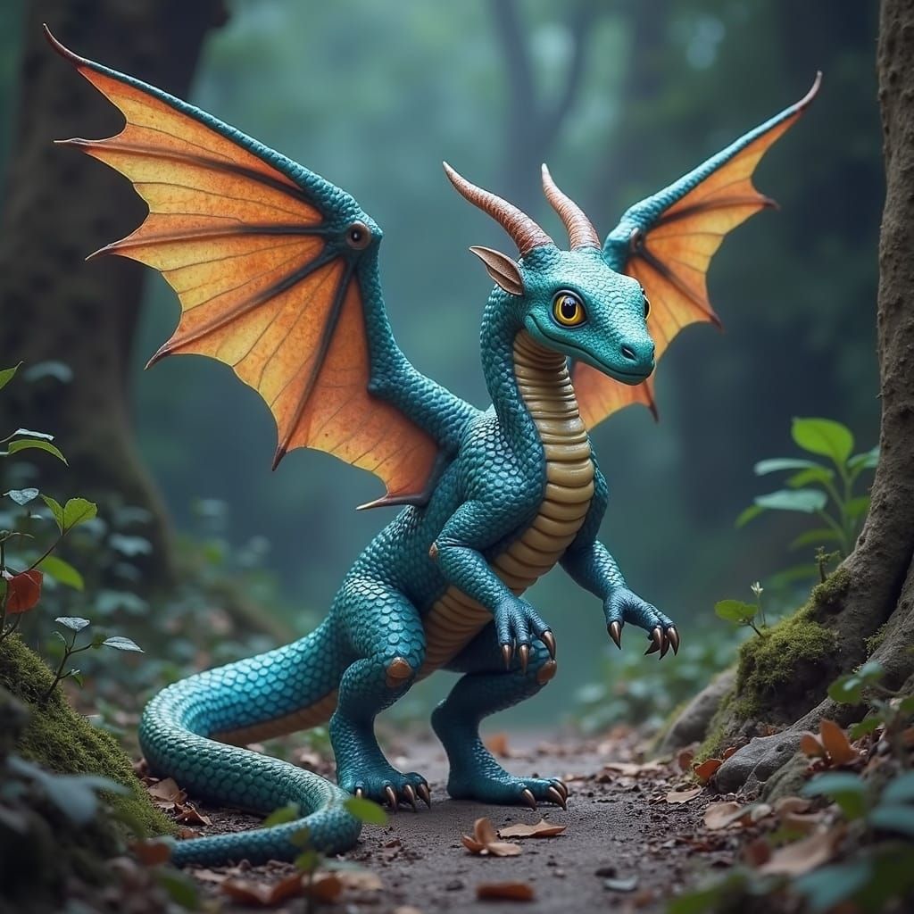 Winged Serpent in Hyperrealistic Digital Art Style