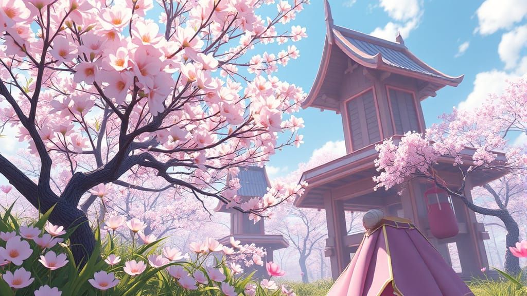 Anime Spring Summary in 3D Art Style