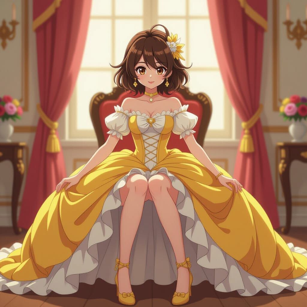 Anime Princess in Voluminous Gown