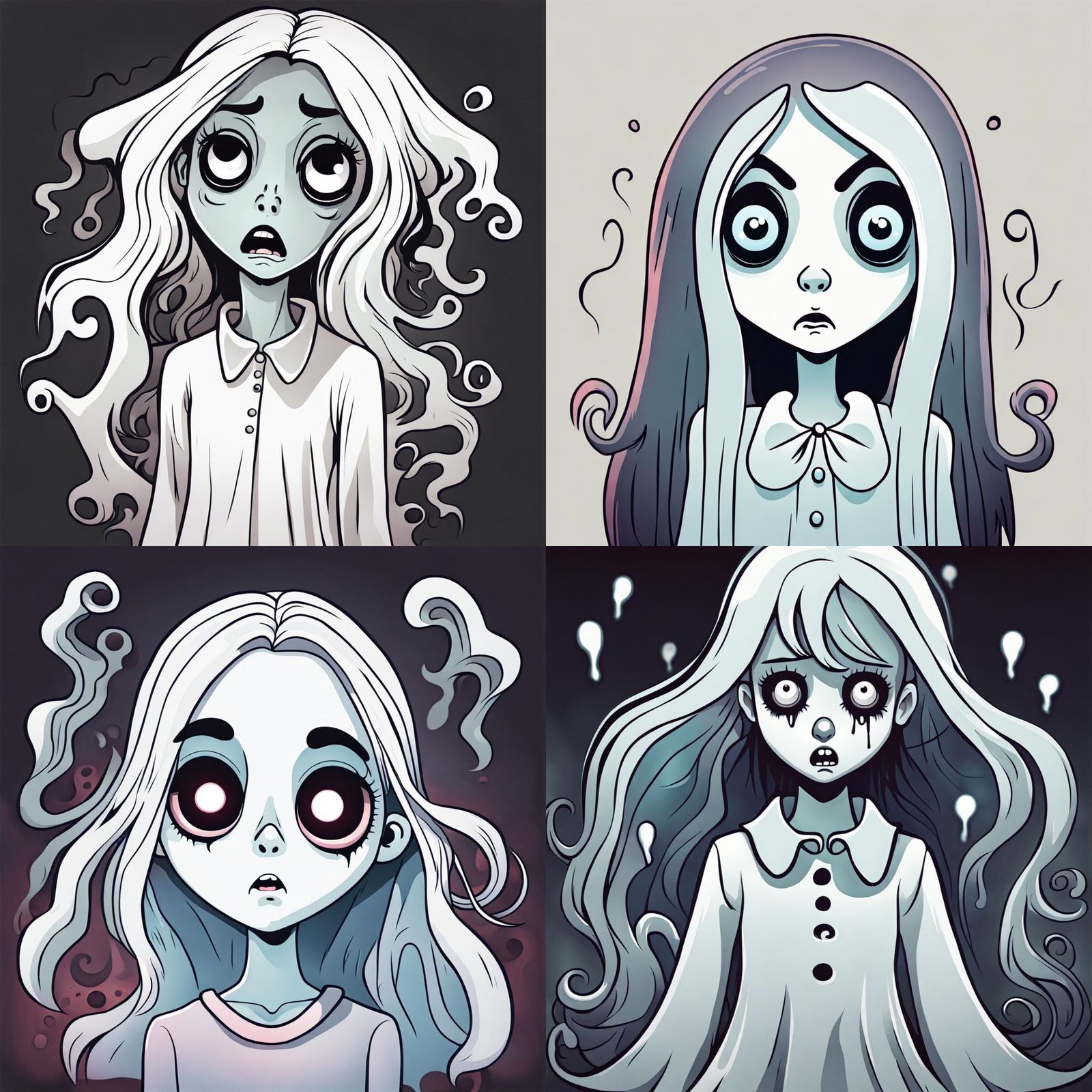 Psychotic Cartoon Ghost Girl Illustration
