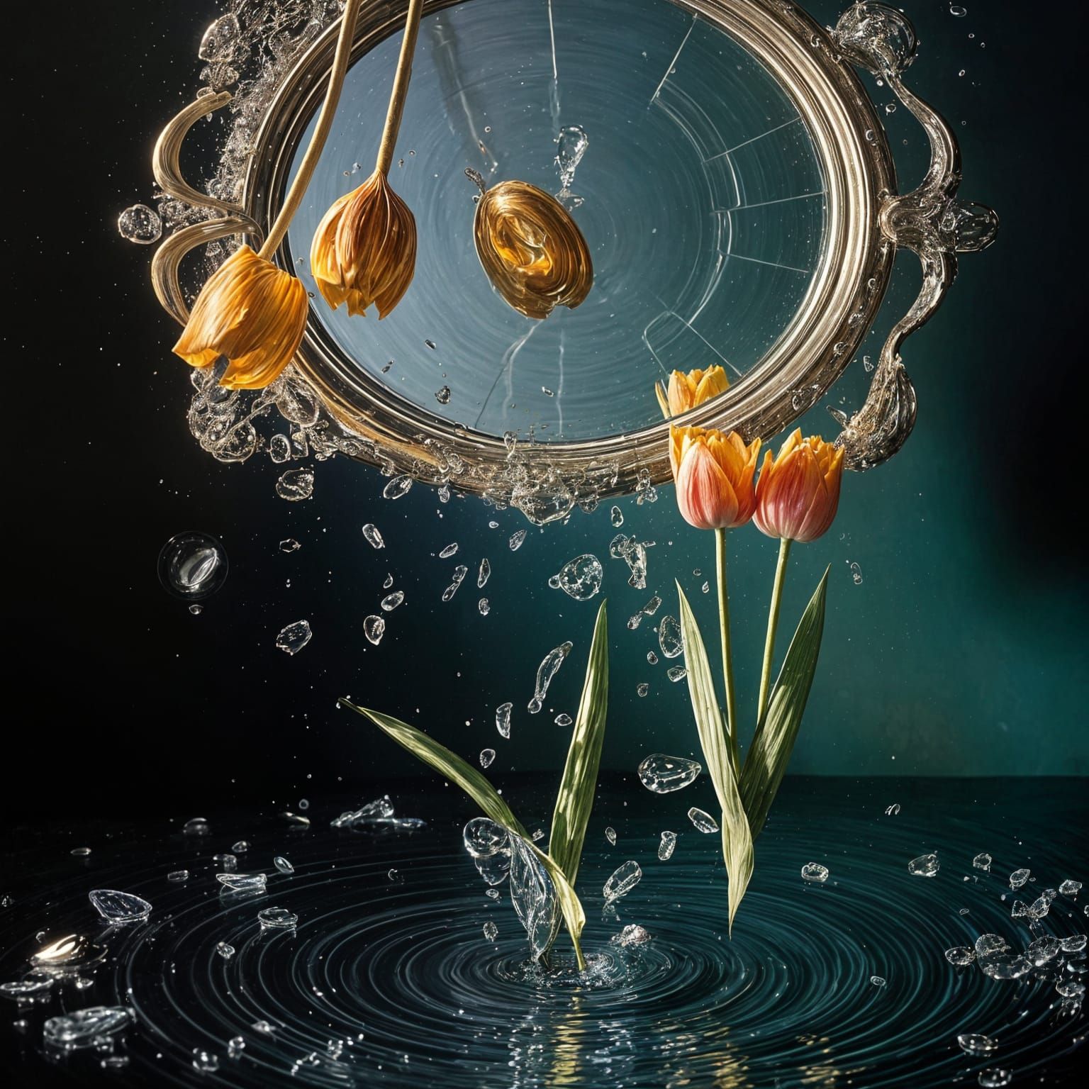 Shattering Reflections in a Falling Vase