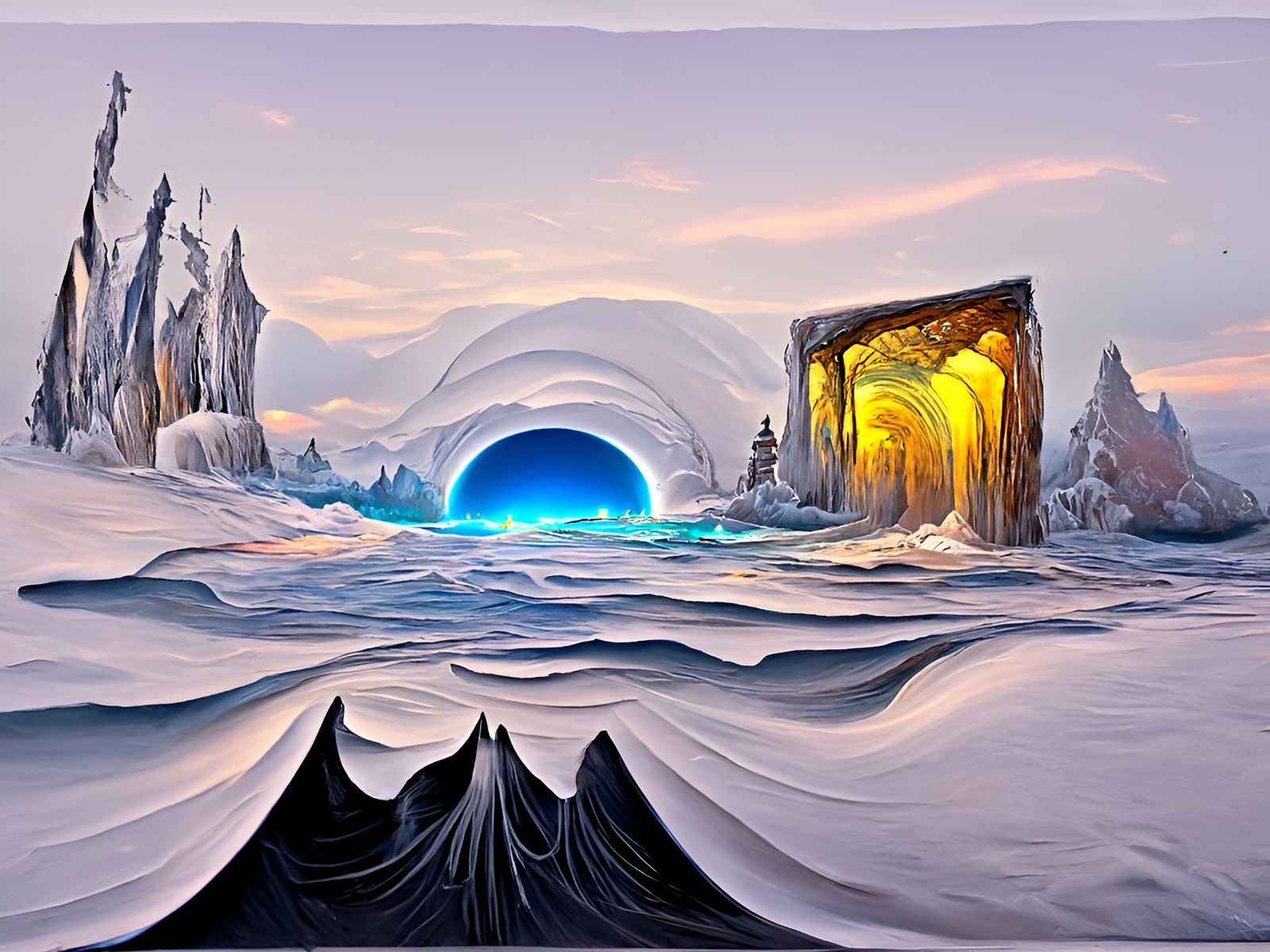 Antarctic Portal: A Sci-Fi Fantasy Landscape