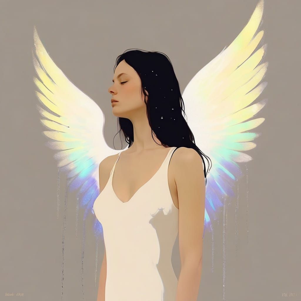 Surreal Angel in a Cosmic Dreamscape