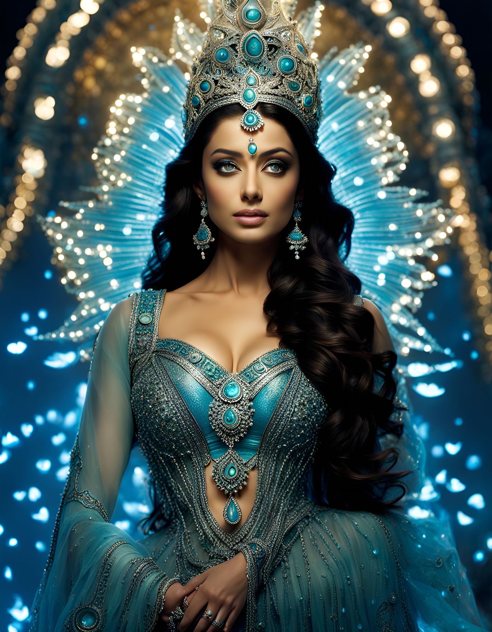 Bioluminescent Water Goddess Portrait