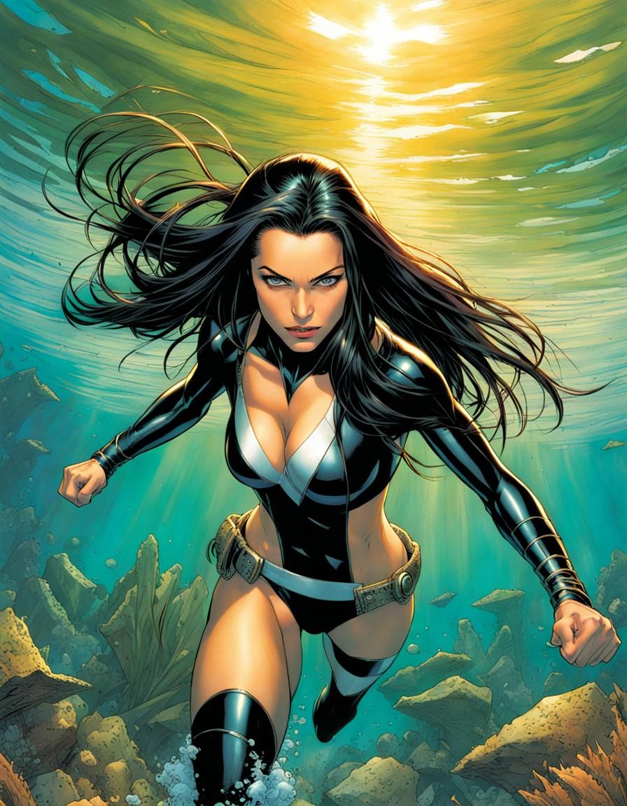 X-23 Underwater Dive: Marvel Comics Artwork