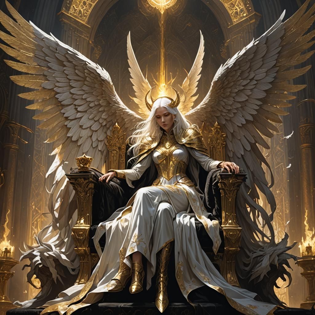 Seraphim on Throne: Dark Fantasy Concept Art
