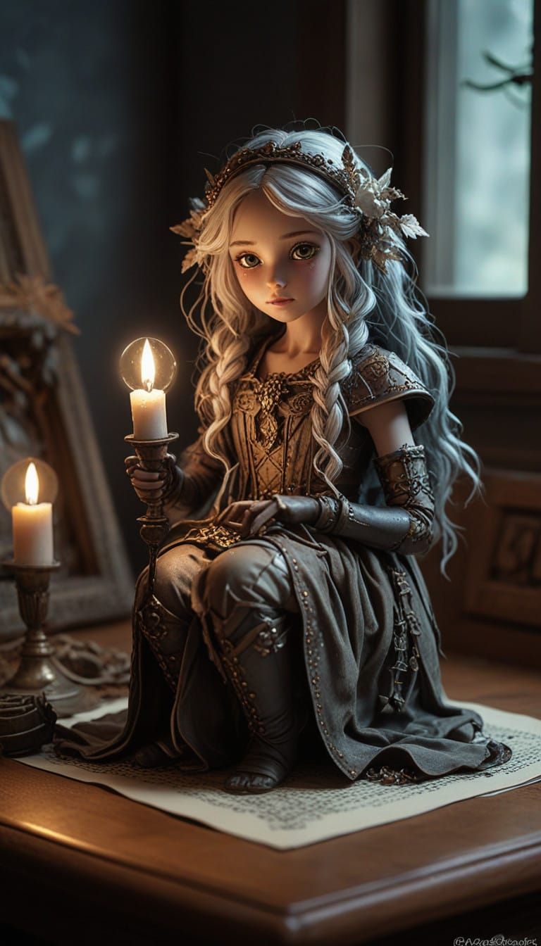 Dreamlike Gothic Goddess in Iridescent Crystal Light