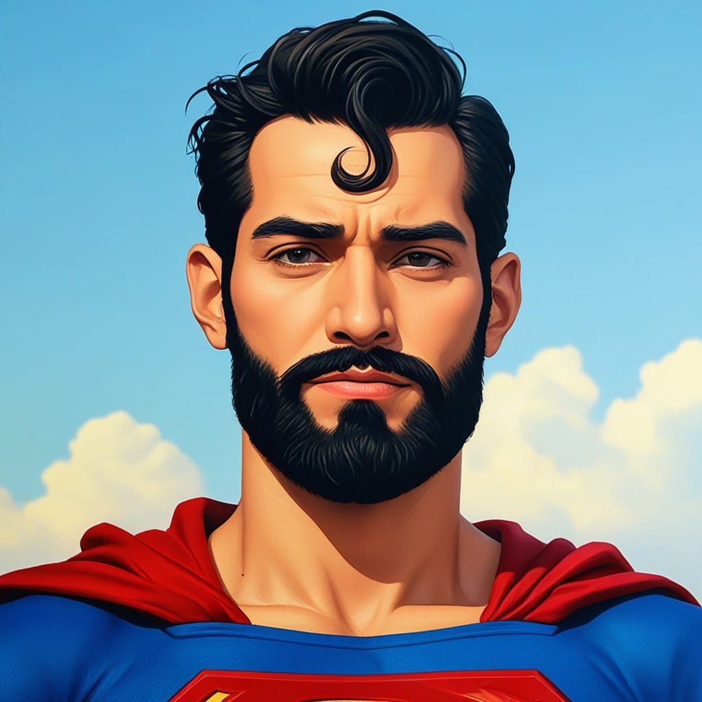 Bearded Superman in Wrathful Glory