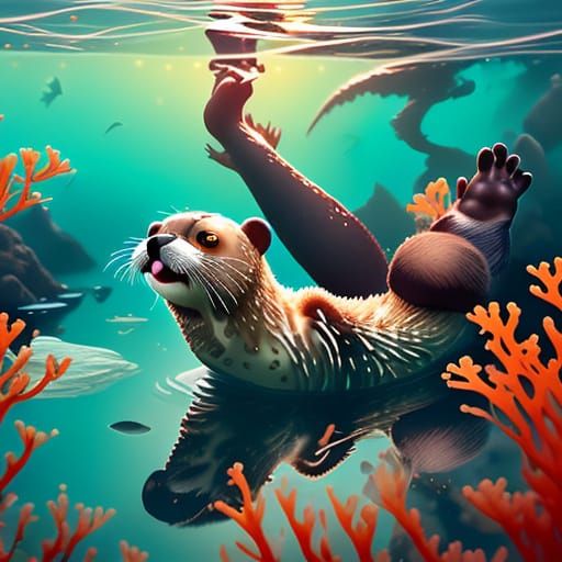 Sea Otters Sleeping Hand-in-Hand in Dawn Light