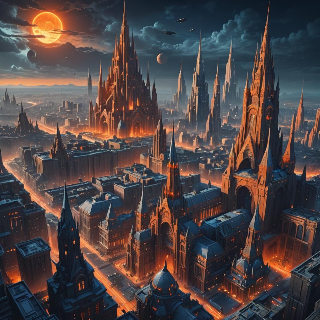 Futuristic Cityscape Dominated by Artificial Intelligence