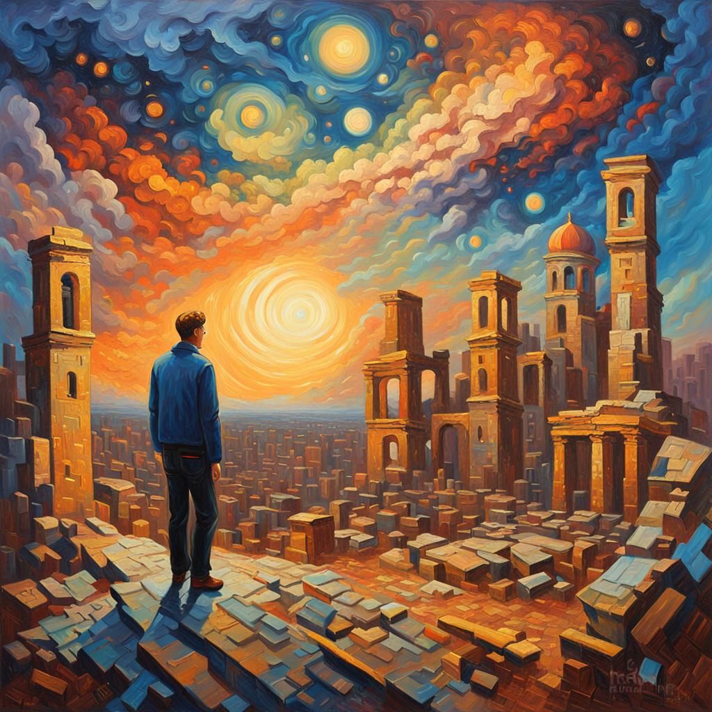 Dreamlike Cityscape in Expressionist Neo-Impressionism Style