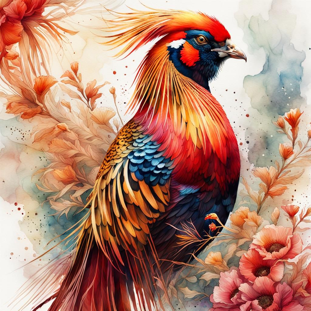 Vibrant Pheasant and Jay Illustration in Watercolour Style