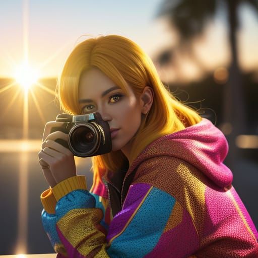 Person Taking Photo in Golden Hour Lighting