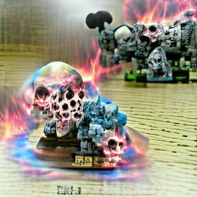 Elemental War Skull: A Vivid Digital Rendering